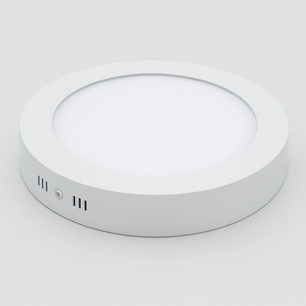 Round white panel light fixture with COB/SMD base lamp