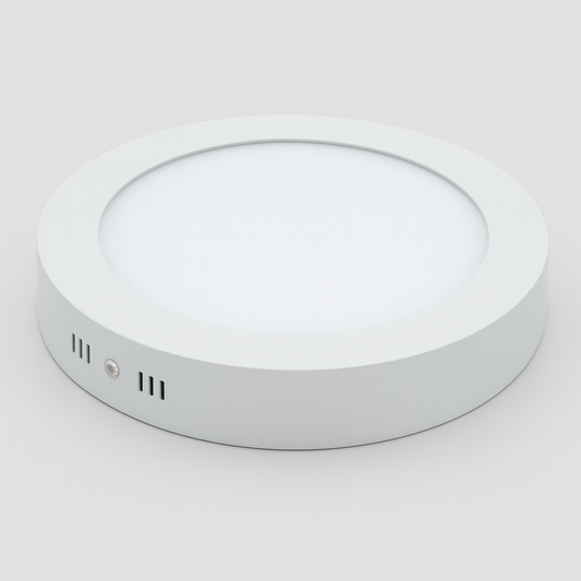 Round white panel light fixture with COB/SMD base lamp