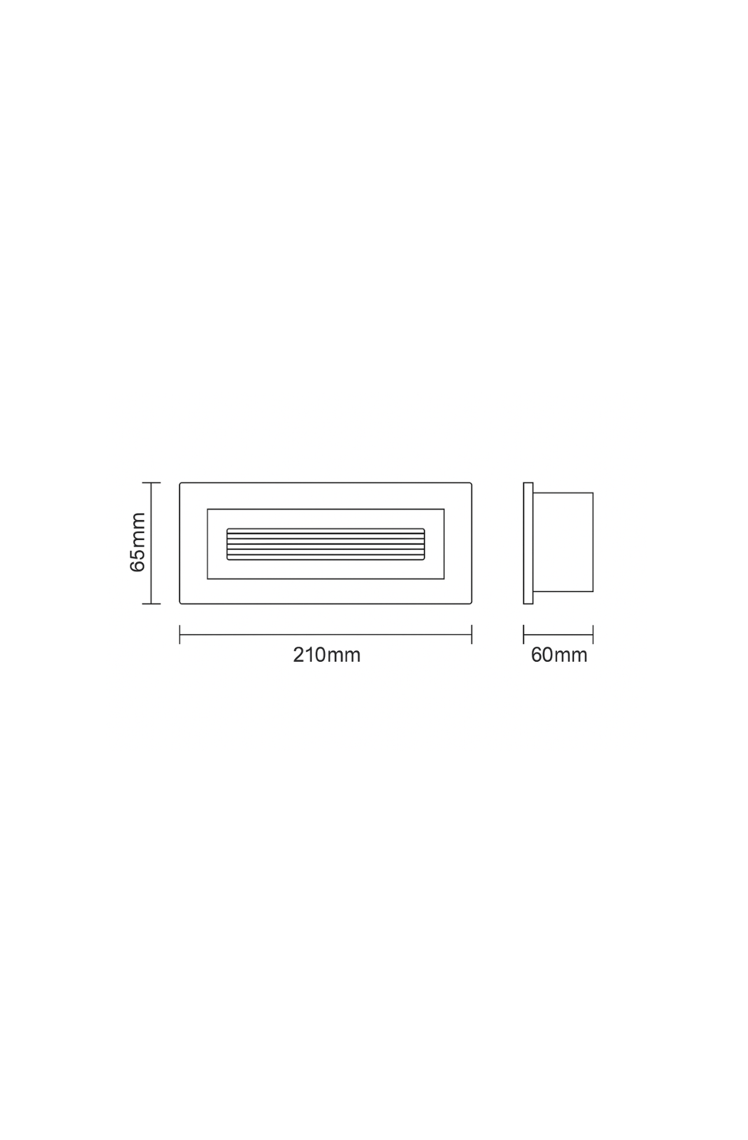 Dimensions of a rectangular object with measurements in millimeters.