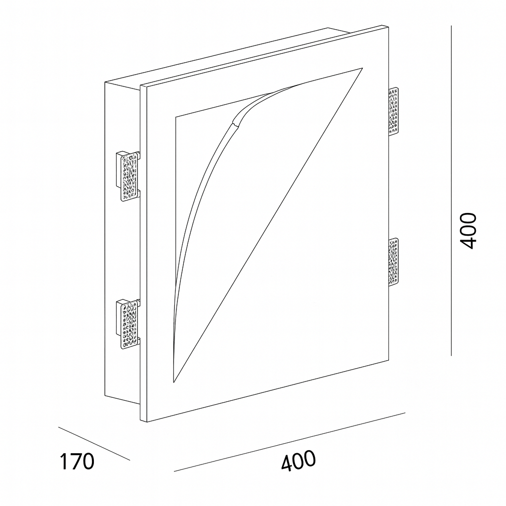 Technical drawing of a rectangular frame with dimensions labeled