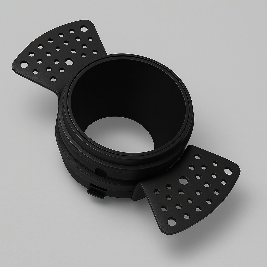 Diecast aluminium component with trimless recessed spotlight