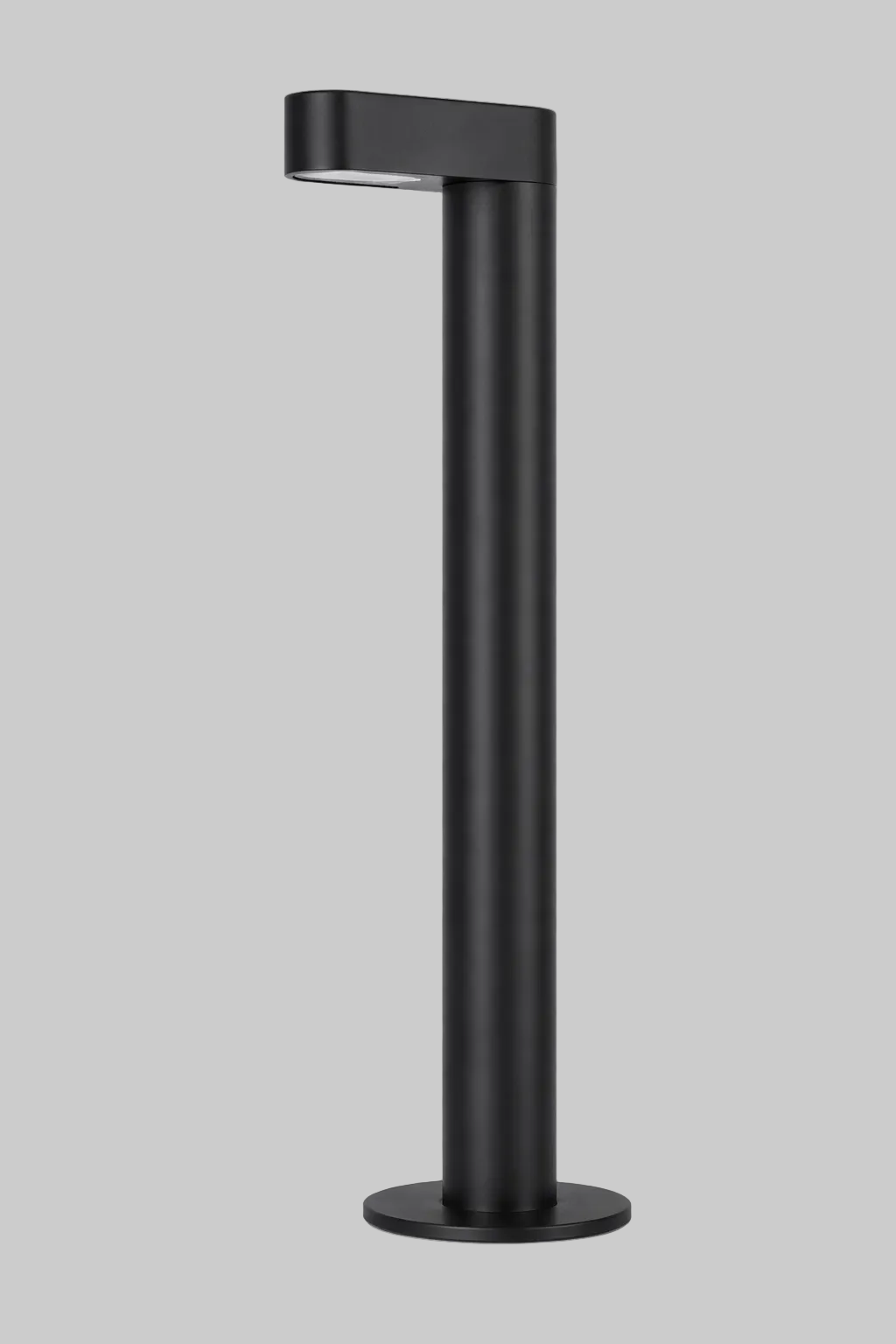 Black cylindrical object on a white background