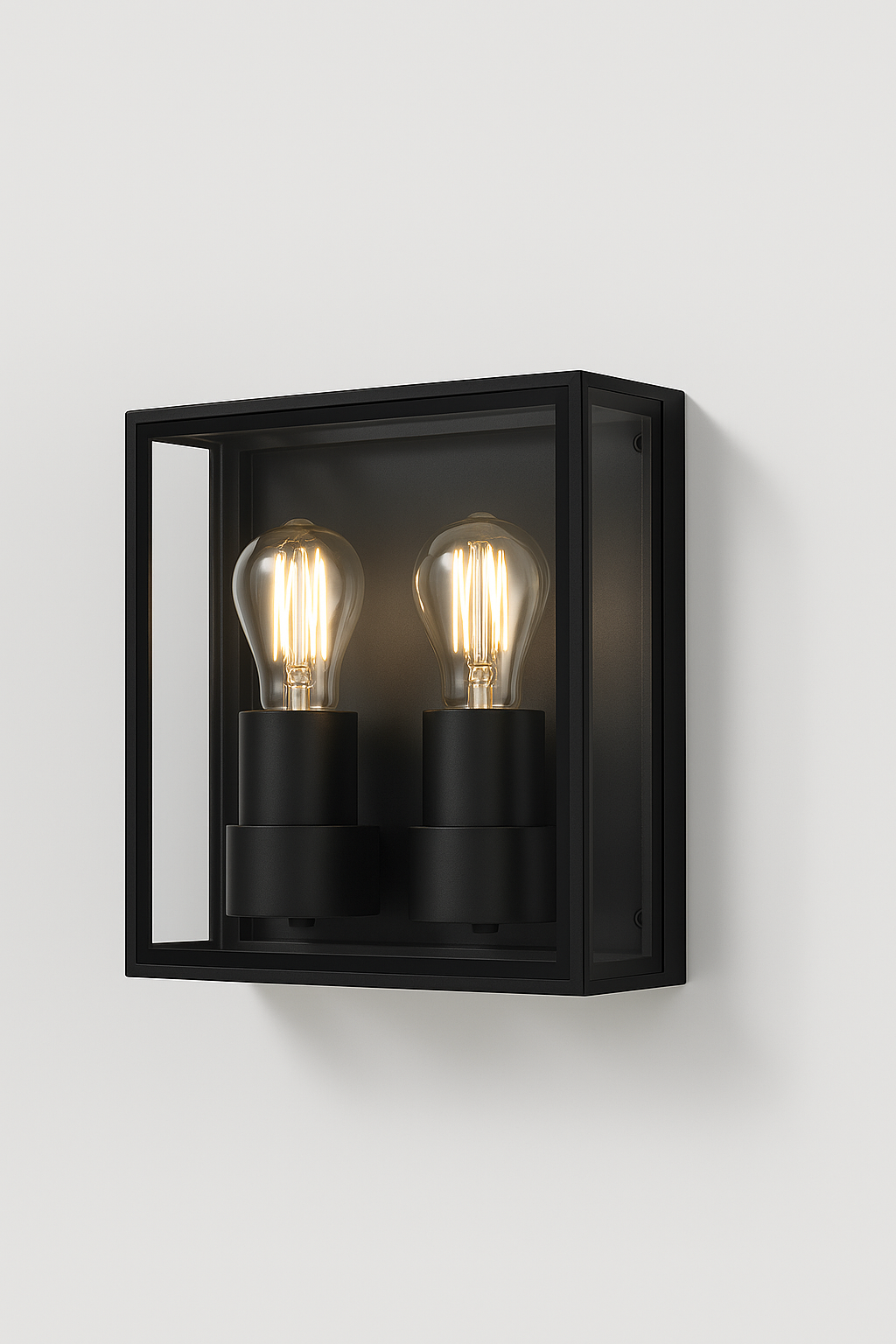 Black wall-mounted light fixture with E27 base lamp