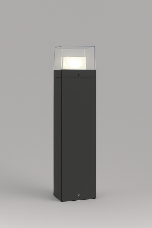 Tall black outdoor lamp post with a glass cover with COB/SMD base lamp