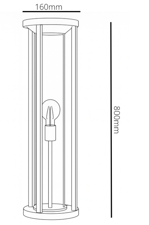 Line drawing of a cylindrical object with dimensions labeled
