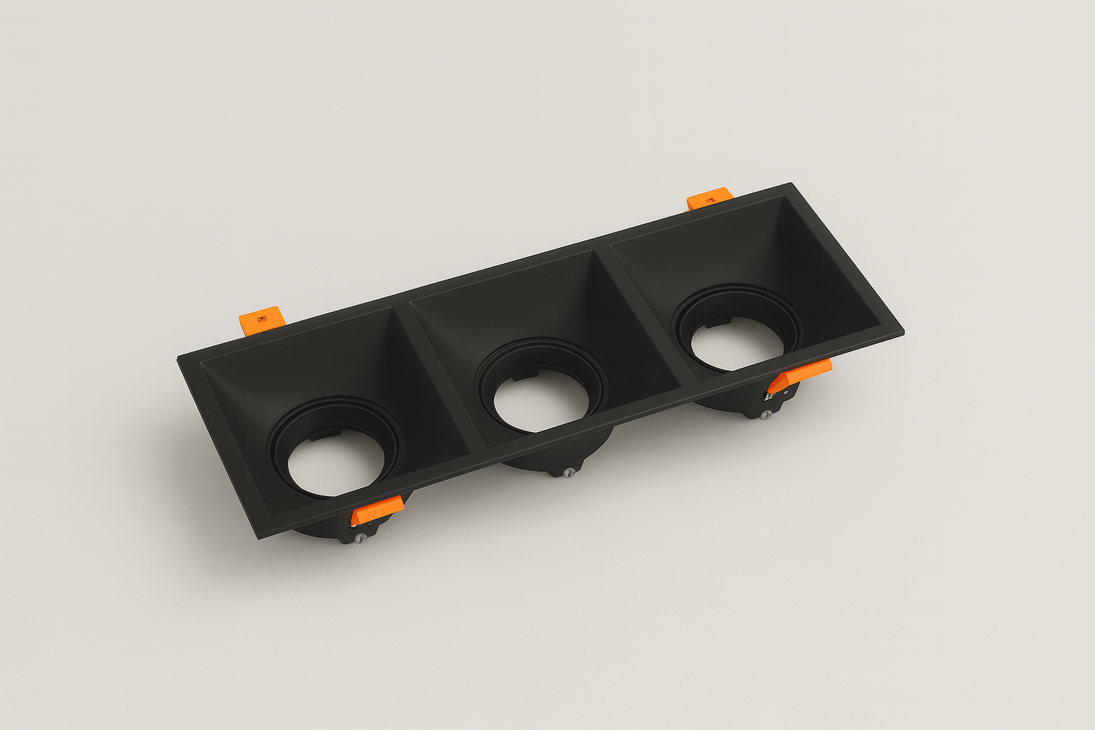 Triple recessed MR16 base spotlights