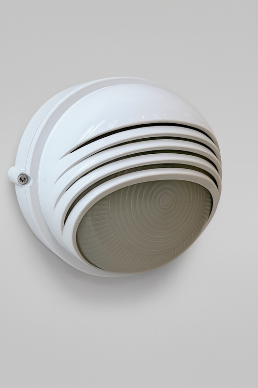 White outdoor light fixture with E27 base wall wall-mounted light