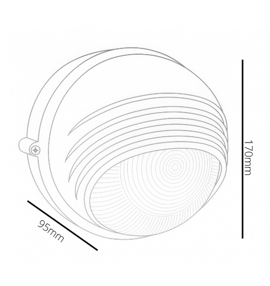 Technical drawing of a circular object with dimensions labeled