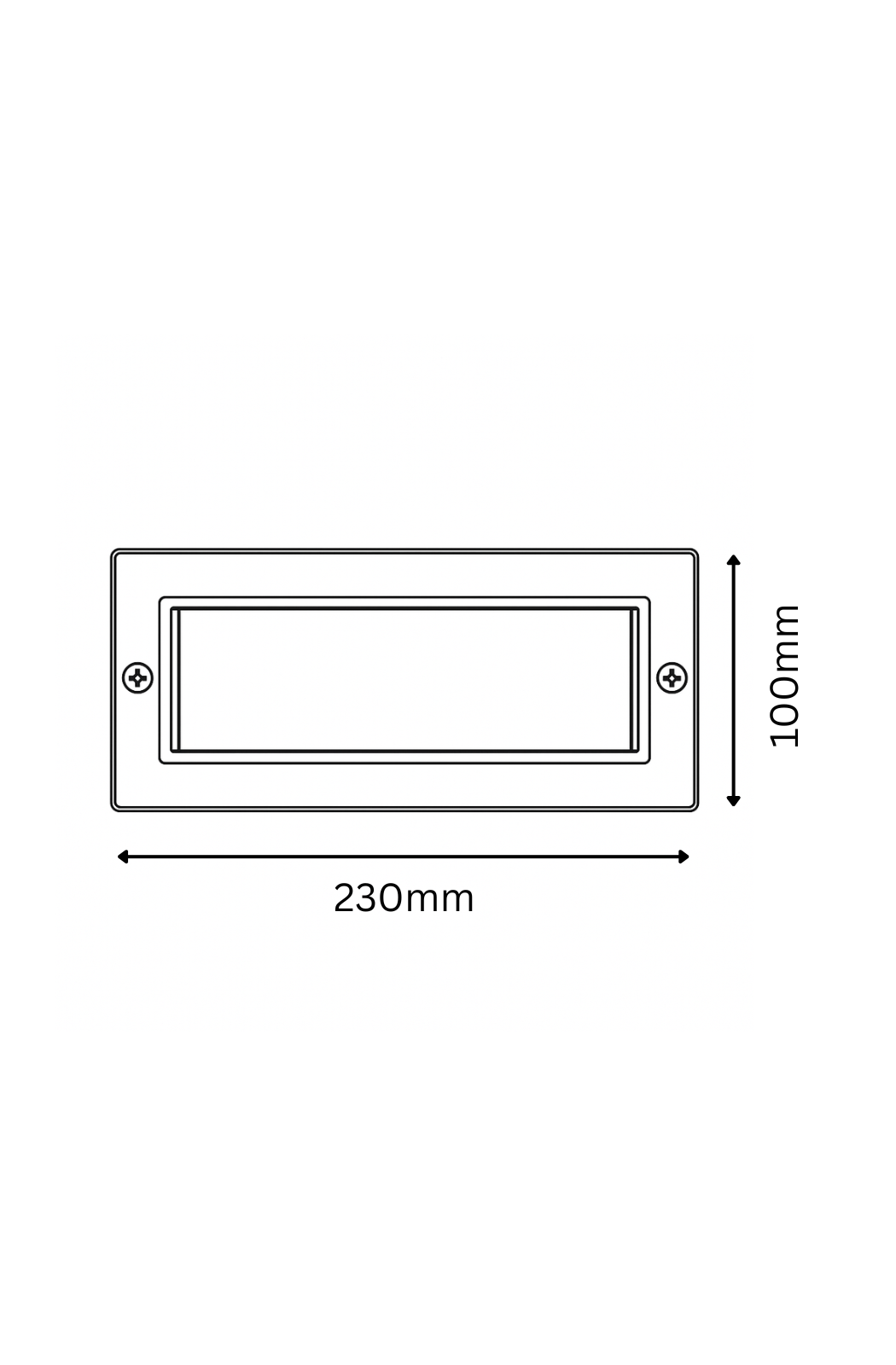 Rectangular metal plate with dimensions labeled on a white background