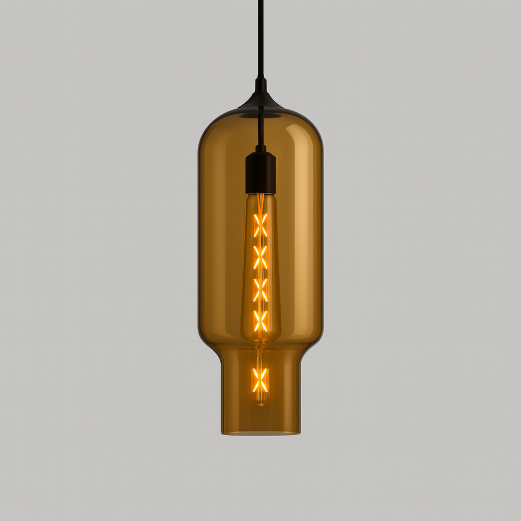 Suspended decorative pended with E27 base lamp and glass body
