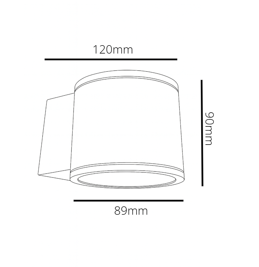 Line drawing of a cylindrical object with dimensions labeled on a white background