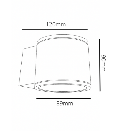 Line drawing of a cylindrical object with dimensions labeled on a white background