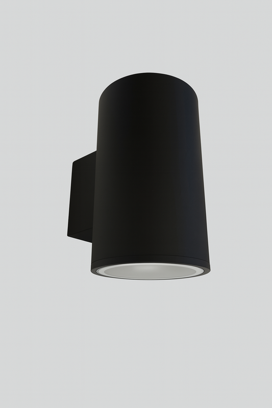 Black cylindrical wall light fixture GU10 base lamp