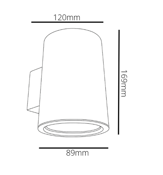 Measurement diagram of a cylindrical object with dimensions labeled.