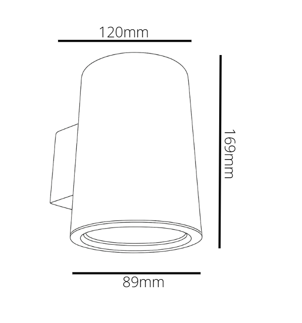 Measurement diagram of a cylindrical object with dimensions labeled.