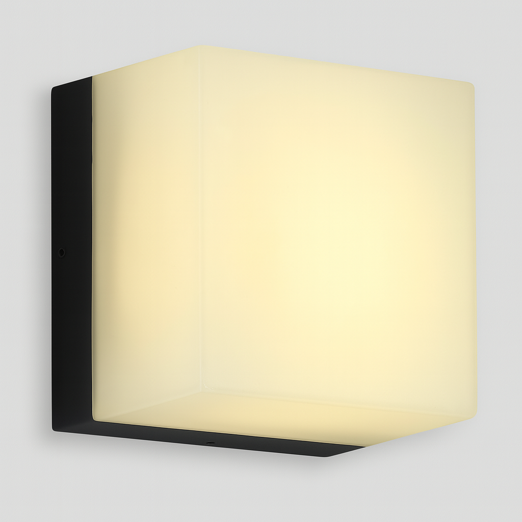 Wall-mounted light fixture with a black frame with E27 base lamp