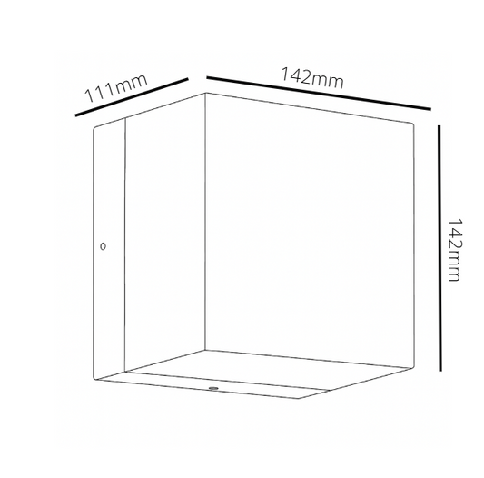 Cube with dimensions labeled on a white background