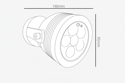 Technical drawing of a cylindrical object with dimensions labeled