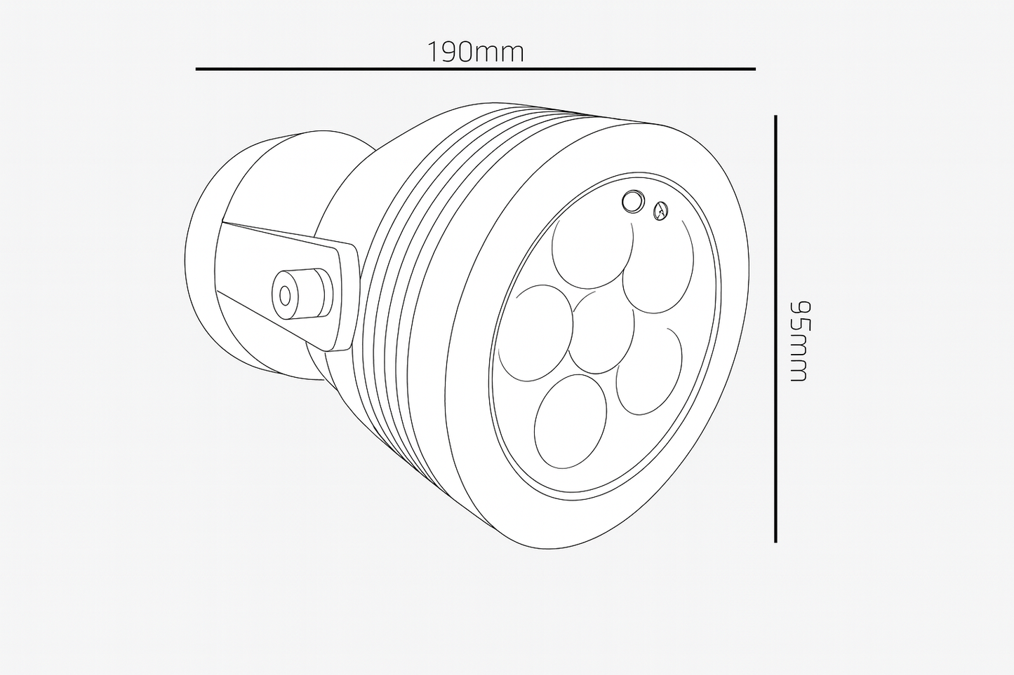Technical drawing of a cylindrical object with dimensions labeled