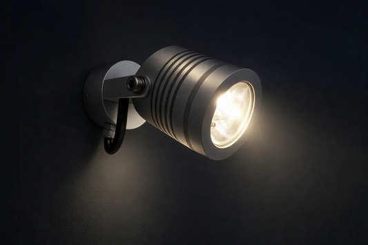Wall-mounted light fixture on a dark background