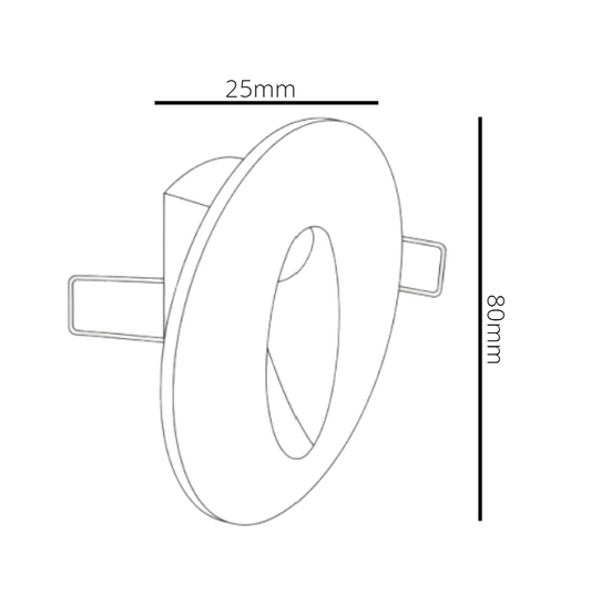 Technical drawing of a wall recessed step light with dimensions labeled