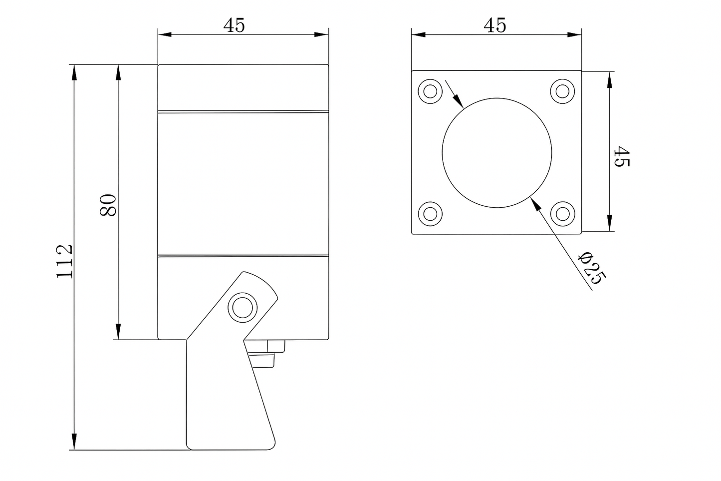 Technical drawing of a mechanical component with dimensions