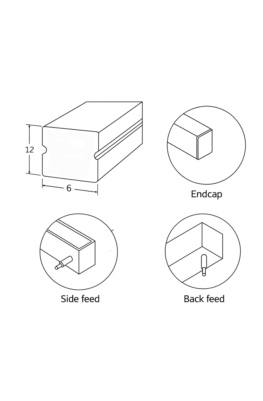 Technical diagram of a rectangular component with dimensions and feed directions labeled.