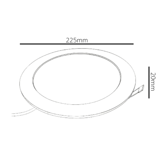Measurement diagram of a circular object with dimensions labeled