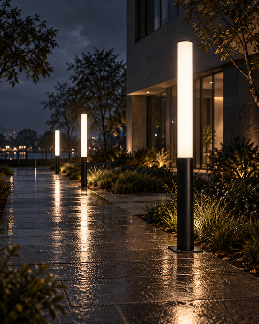 Black outdoor lamp post with COB/SMD lamp