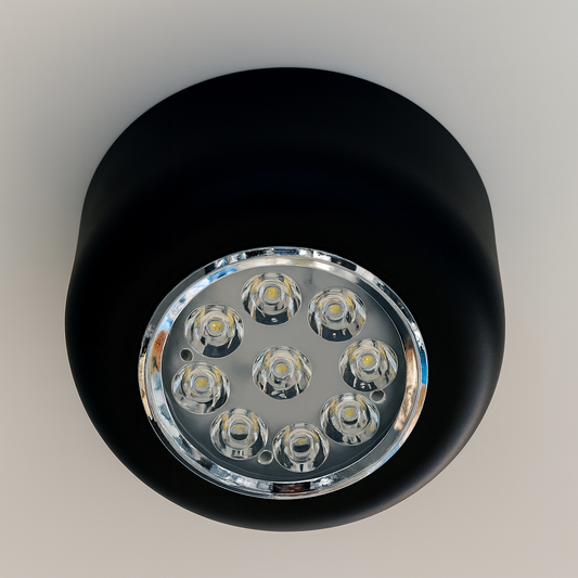 Black mounted downlight with COB/SMD base lamp