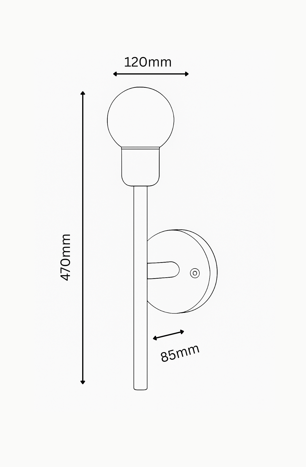 Technical drawing of a cylindrical object with dimensions labeled