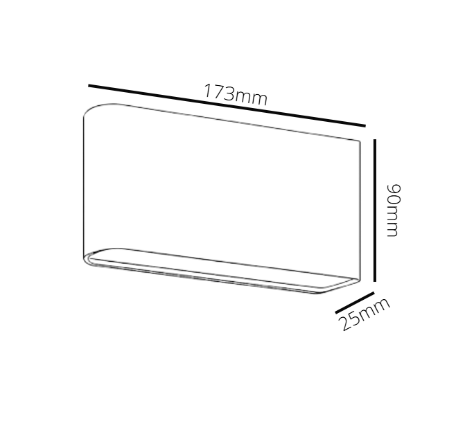 Rectangular object with dimensions labeled on a white background