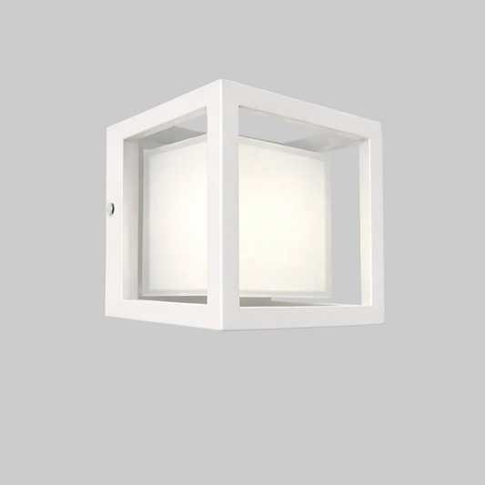 Square wall light fixture on a white background