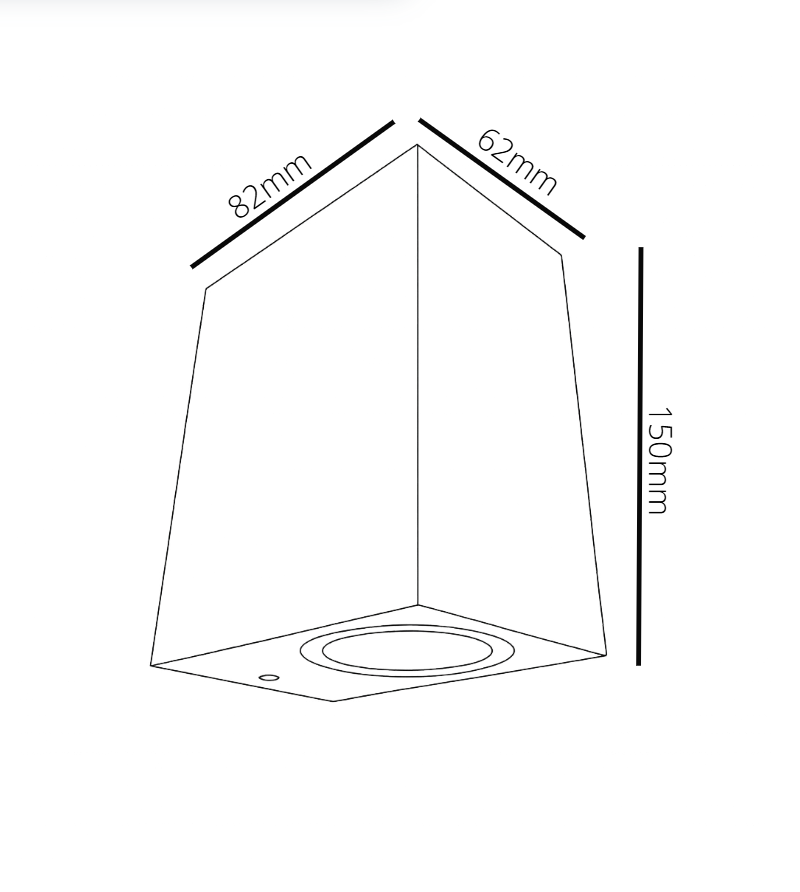 Technical drawing of a geometric shape with dimensions labeled