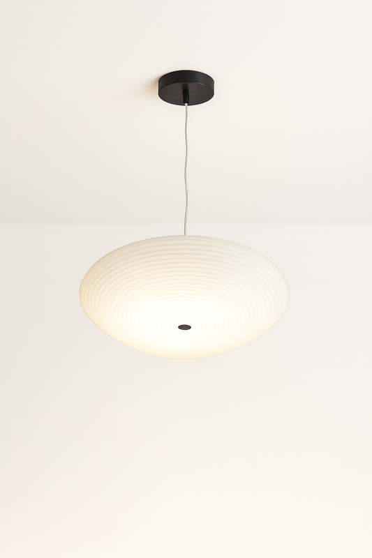 Modern pendant light with white glass shade and E27 base lamp