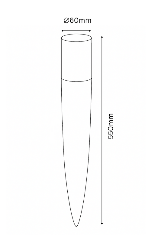 Line drawing of a cylindrical object with dimensions labeled