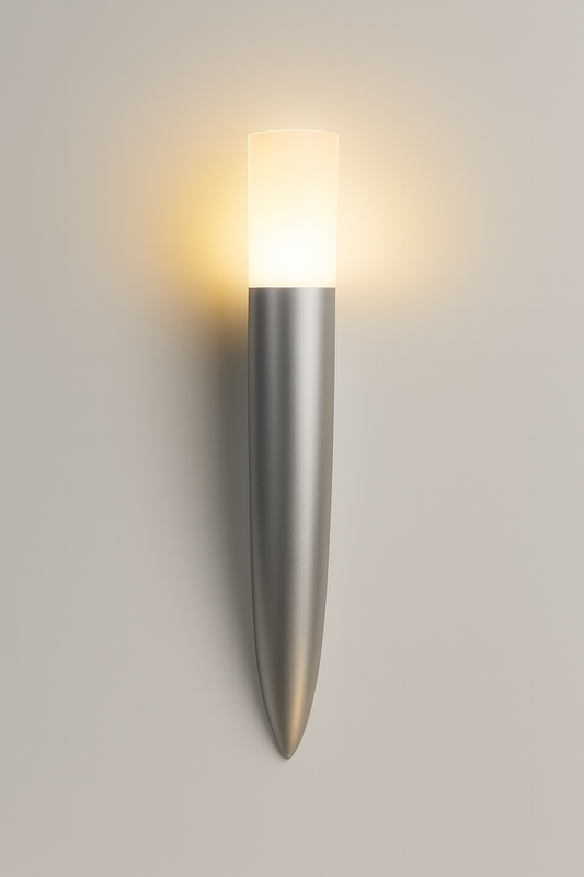 Wall-mounted light fixture with a metallic design and GU0 Base lamp