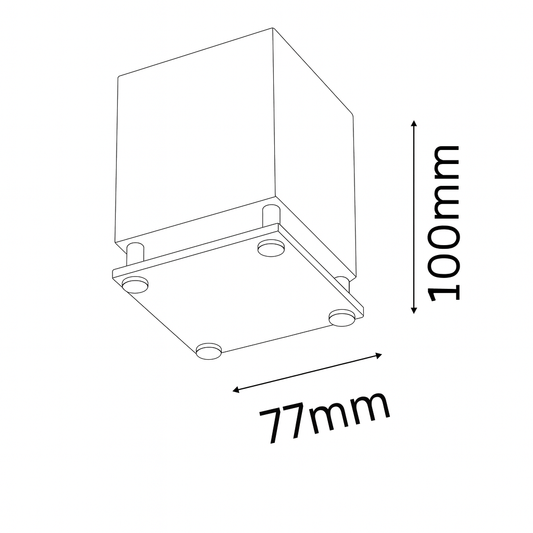Line drawing of a rectangular metal bracket with dimensions labeled