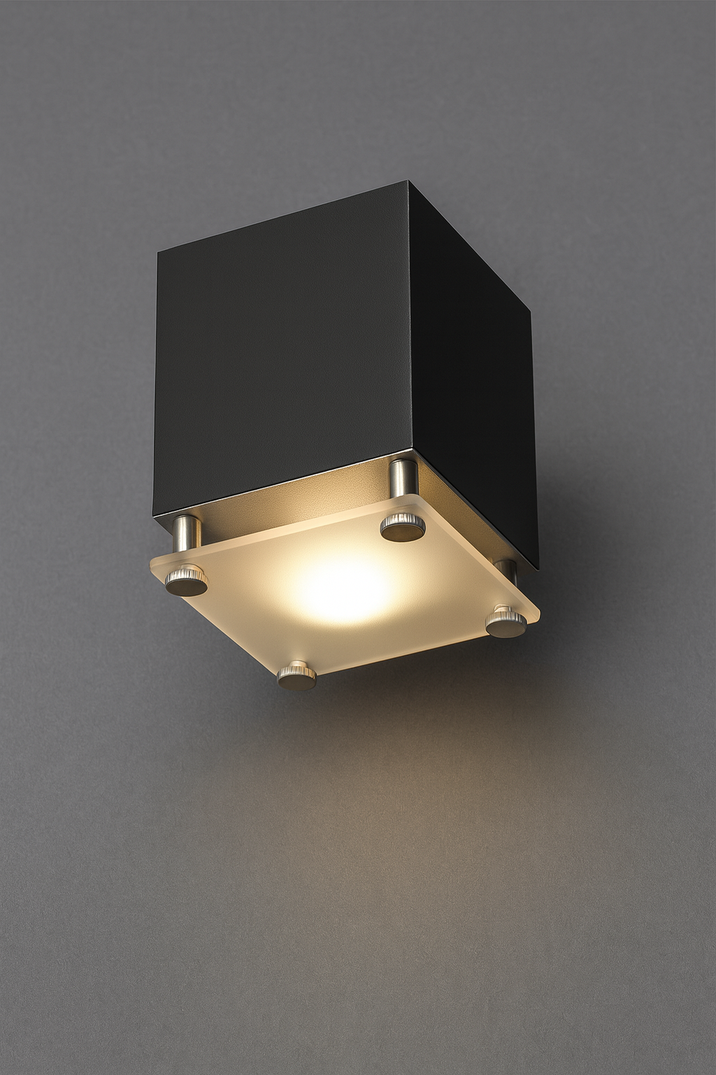 Black square mounted downlight with GU10base lamp