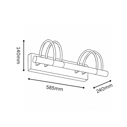 Measurement diagram of a double towel bar with dimensions labeled.