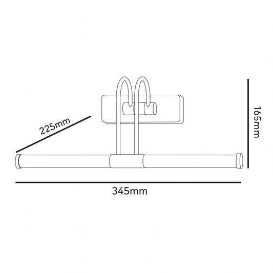 Technical Drawing of wall mounted picture light fixture