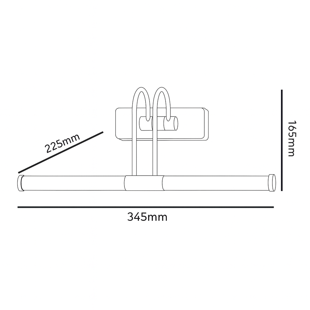 Technical Drawing of wall mounted picture light fixture