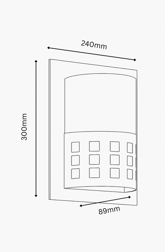 Dimensions of a rectangular object with dimensions labeled on a white background