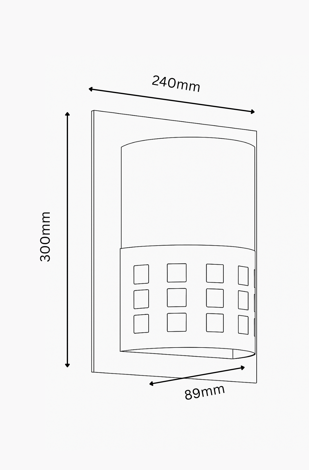 Dimensions of a rectangular object with dimensions labeled on a white background