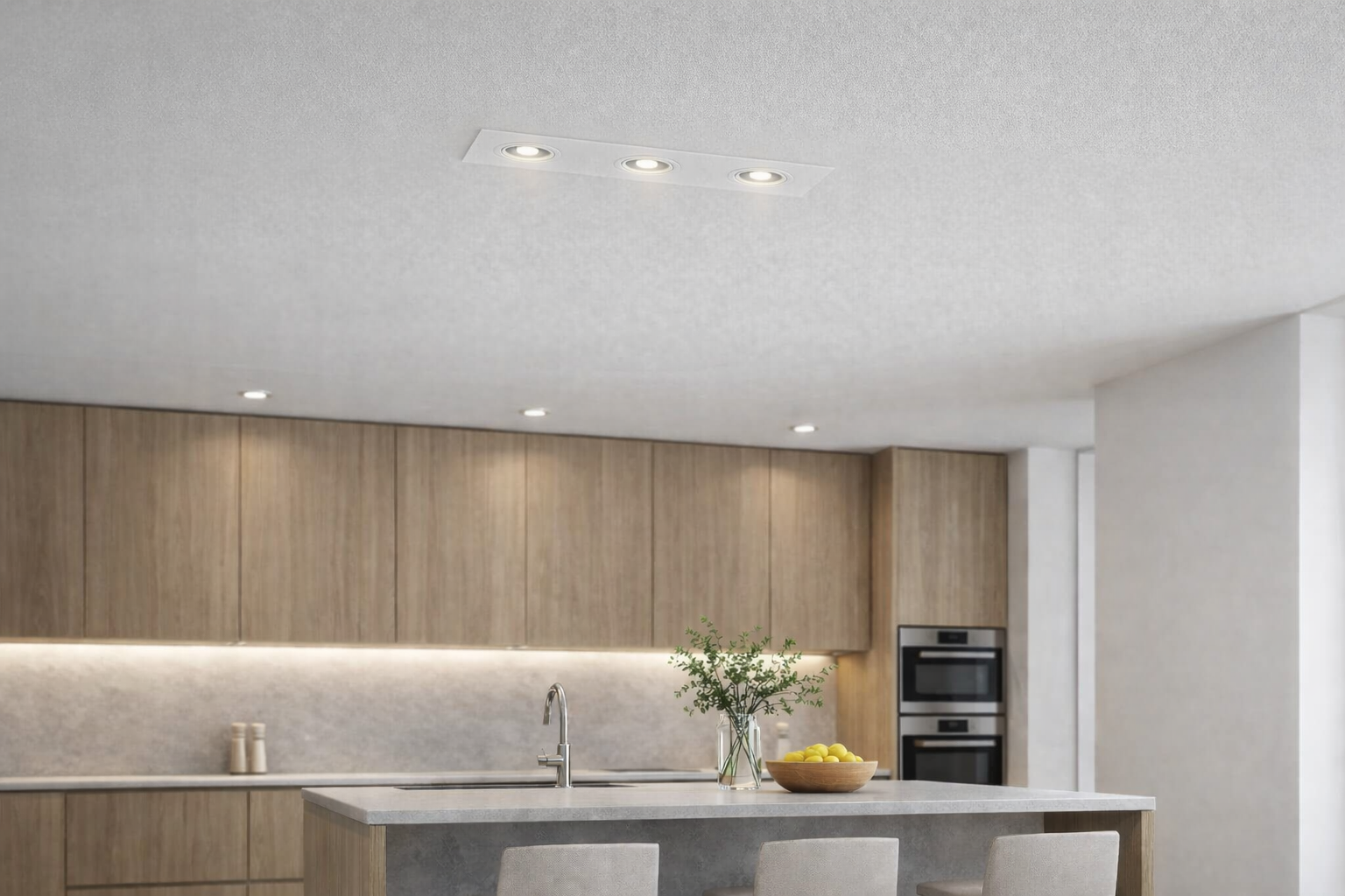 Application image of the triple recessed spotlight frame 