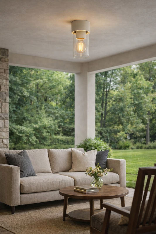 Grey downlight in a modern outdoor 