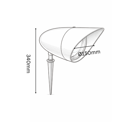 Technical drawing of a wall-mounted light fixture with dimensions labeled.
