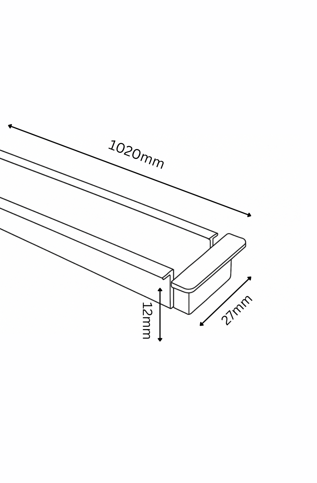 Measurement diagram of a rectangular object with dimensions labeled.