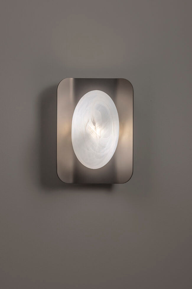 Square wall light fixture on a gray background