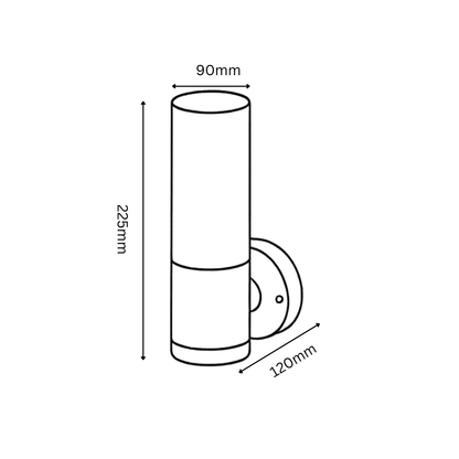 Measurement diagram of a cylindrical object with dimensions labeled.